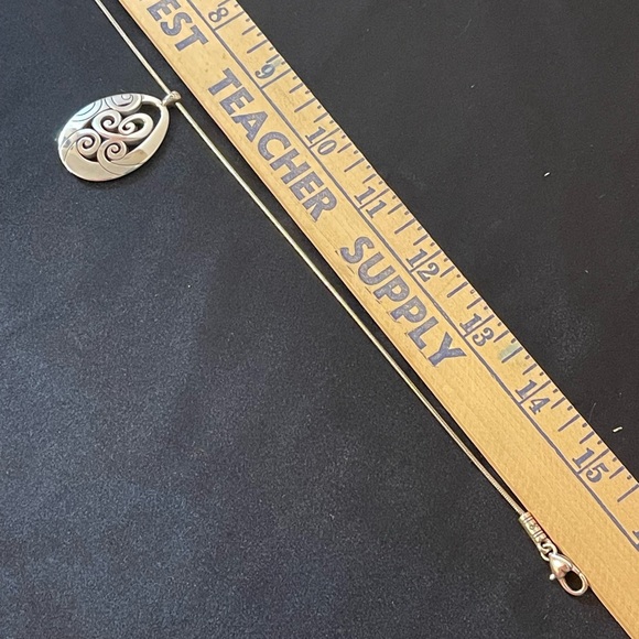 Brighton Silver Swirl Oval Pendant Necklace with Matching Earrings - Picture 7 of 9